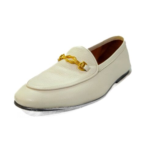 OFF-WHITE LEATHER CHAIN-BUCKLE LOAFERS